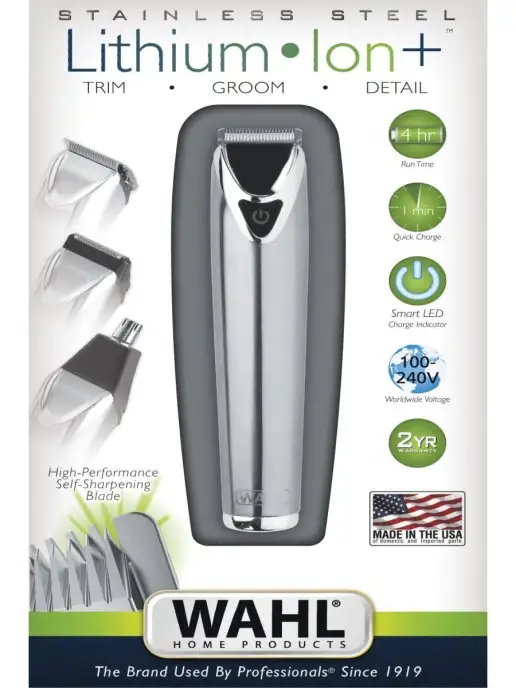 Wahl Триммер для бороды LI+ Stainless Steel 9818-116, серый, серый, фото 3